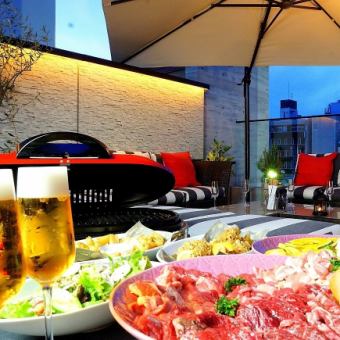 [BBQ beer garden on the rooftop terrace♪] Bring your own ingredients plan + 120 minutes [all-you-can-drink] ⇒ 3,000 yen (tax included)