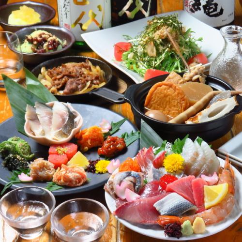 [Premium Course] Recommended for parties! Includes oden, sashimi platter, and motsunabe (9 dishes total) for 3,480 yen (tax included)