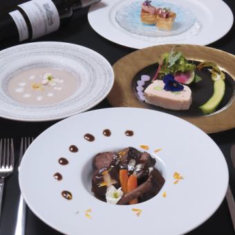 【要予約】和牛ほほ肉かハンガリー産鴨が選べる☆デザート付き全6品 お肉のコース⇒6050円(税込)