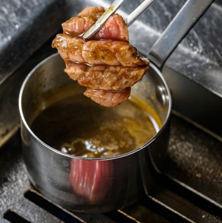 ”トリュフソースで食べる赤身サイコロ焼き