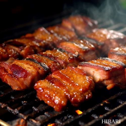 We use carefully selected meat and grill it over charcoal.