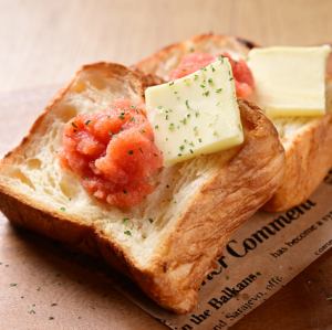 Mentaiko butter bruschetta