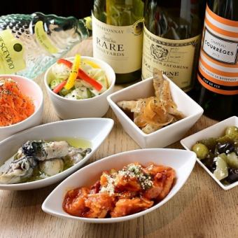 【年末派对】九道菜套餐♪ 基础套餐(含两小时畅饮,5500日元)+ 可加时1小时,加价750日元