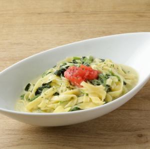 菠菜明太子奶油意面