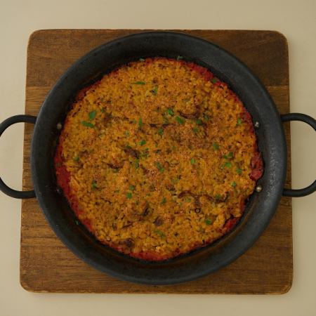 Grilled risotto with a fragrant seafood broth