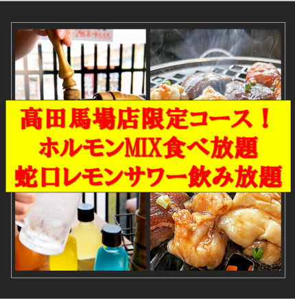 【60分食飲放題！】高田馬場店限定ホルモンMIX食べ放題＆蛇口レモンサワー飲み放題！→2140円！