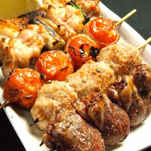 本格炭火焼が味わえる鳥晶の焼き鳥5本セット