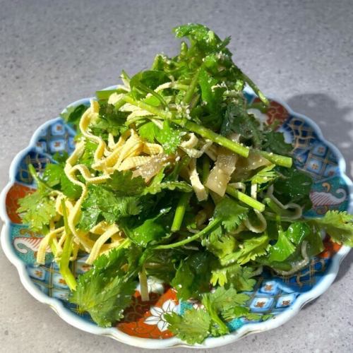 干し豆腐とパクチー