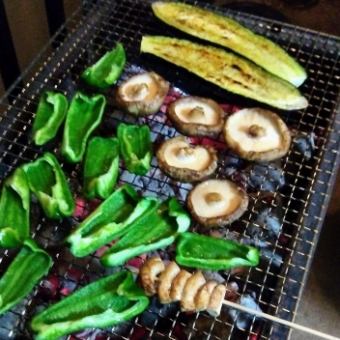 Assortment of three charcoal-grilled vegetables