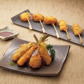 B【生ビール付き2時間飲み放題】焼き鳥＆串揚げ含む全25品食べ放題コース【4000円→3000円】