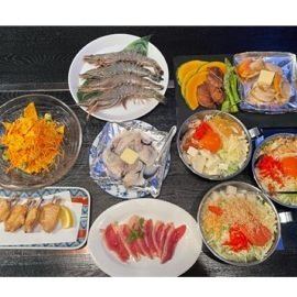 【お好み焼き/もんじゃ贅沢コース★】特大エビもついてくる2時間飲み放題付コース！