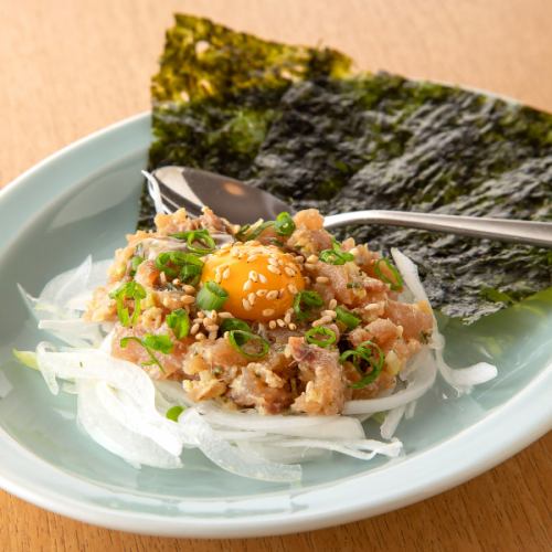 鯵のなめろうユッケ
