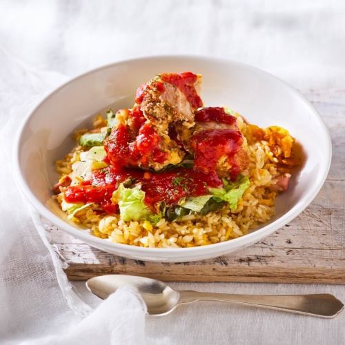 から揚げのチリトマピラフ