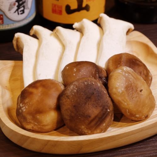 Shiitake mushrooms and eringi mushrooms