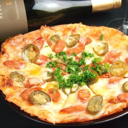 쵸리소와 하라페뇨 매운 피자