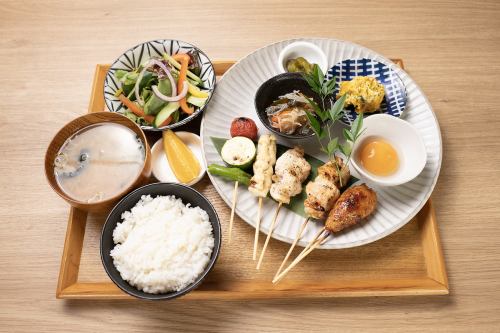 Assorted Awaji chicken yakitori set meal