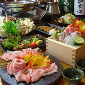 【6000円コース】120分飲み放題付き◆国産豚のしゃぶしゃぶ&刺身盛合わせなどお料理全8品