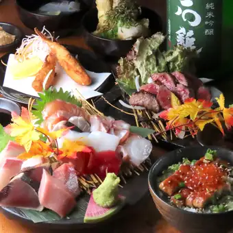 【10000円コース】飲み放題付き◆鮮魚10種盛り・黒毛和牛炙り・鰻といくら混ぜご飯など豪華全9品
