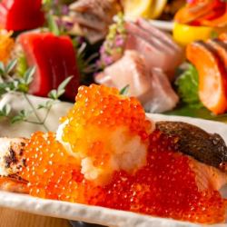 鮭ハラス焼きのイクラおろし添え