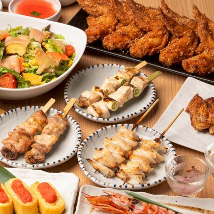 3/1～【3480円コース】国産鶏タタキや どてめしなど6品＋生ビール付き2時間飲み放題