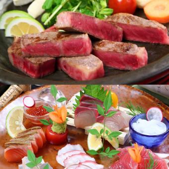 The best ★ Unlimited all-you-can-drink ☆ Sashimi platter & Wagyu beef rib roast & Zabuton double steak course 5500 yen tax included