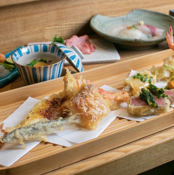 [Reservation required] <18:00 to 21:00> "Tempura Kaiseki" 6,000 yen course that you can enjoy at a reasonable price