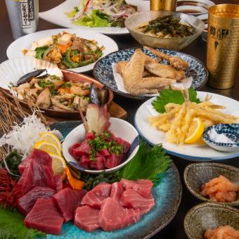 2ｈ飲み放題付【夏限定の特別コース】生本まぐろのお刺身や名物の貝海焼含む全8品5000円