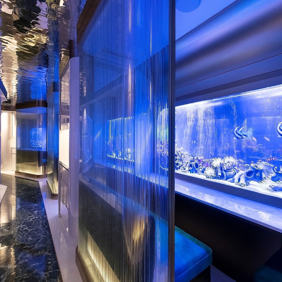 A luxury space that makes you feel like you are eating in the sea