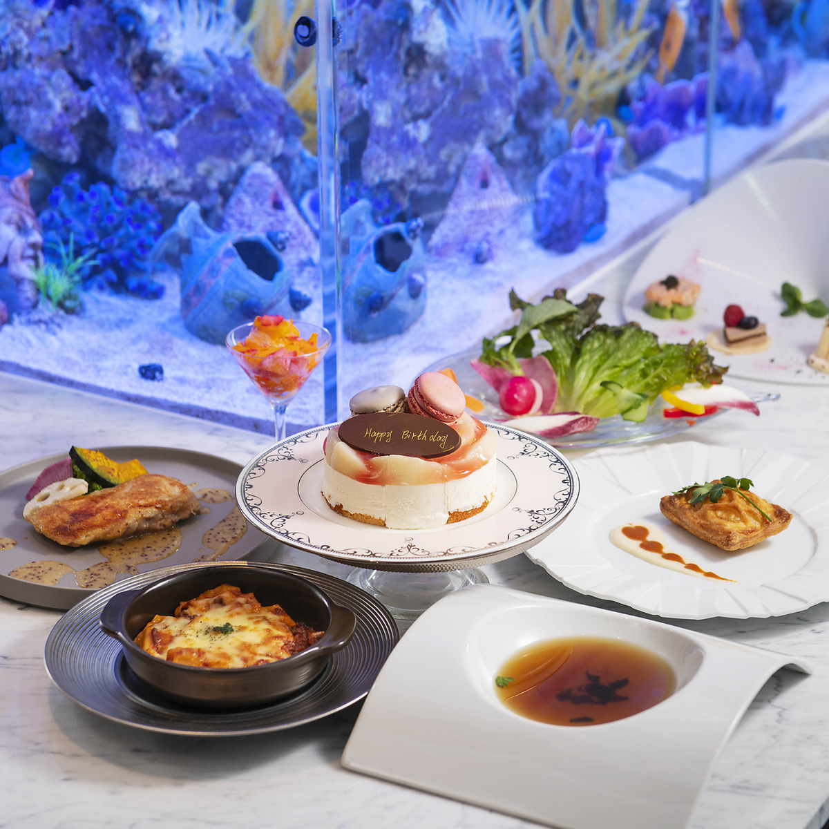 お祝いホールケーキ付＜CELEBRATIONプラン 全7皿＞ムニュセゾン