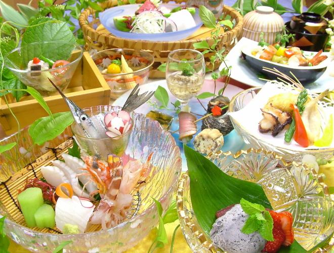 [當天可用!每日限2組、包廂懷石料理方案】6月「夢幻色彩童話懷石料理」9道菜9900日元
