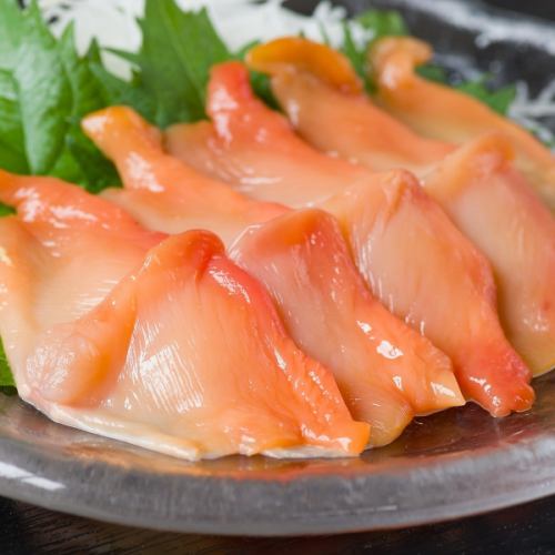 赤貝のお造り(土佐・梅・雲丹醤油)