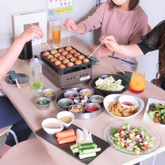 [Plum Course] All-you-can-eat takoyaki + all-you-can-drink soft drinks up to 120 minutes 2,600 yen