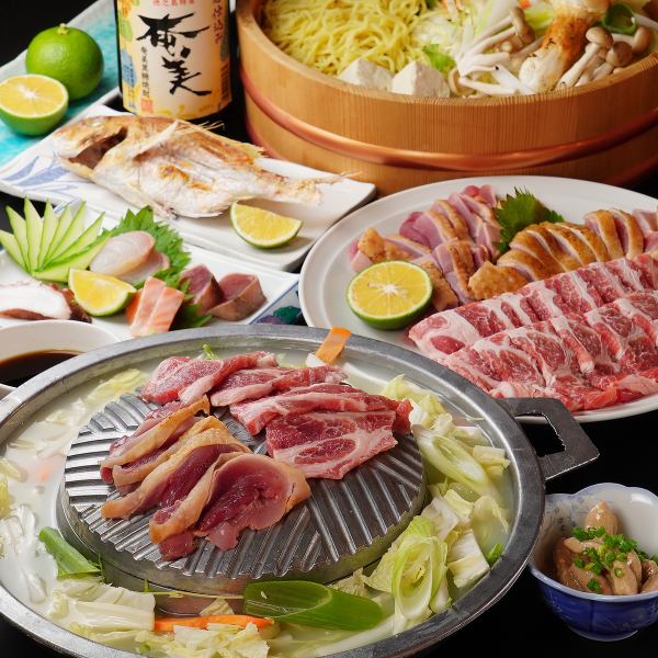 For various banquets ◎ Kagoshima's first yakiniku x hot pot mu hot pot and sashimi platter course 5 dishes + 2 hours [all you can drink] ⇒ 4,000 yen