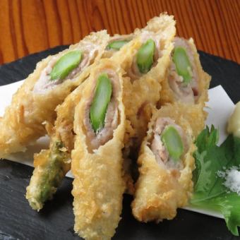 Asparagus pork tempura