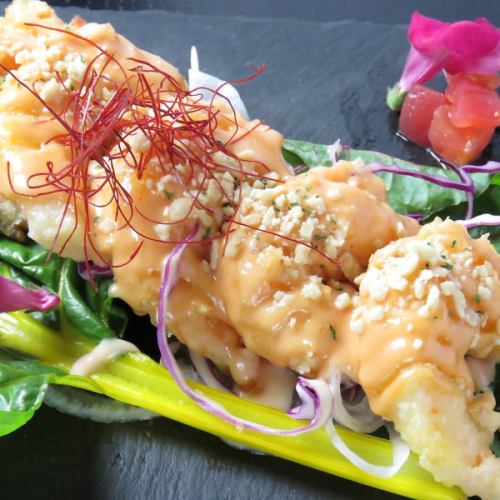 Sakura style prawn mayonnaise / Hakata mentaiko tempura