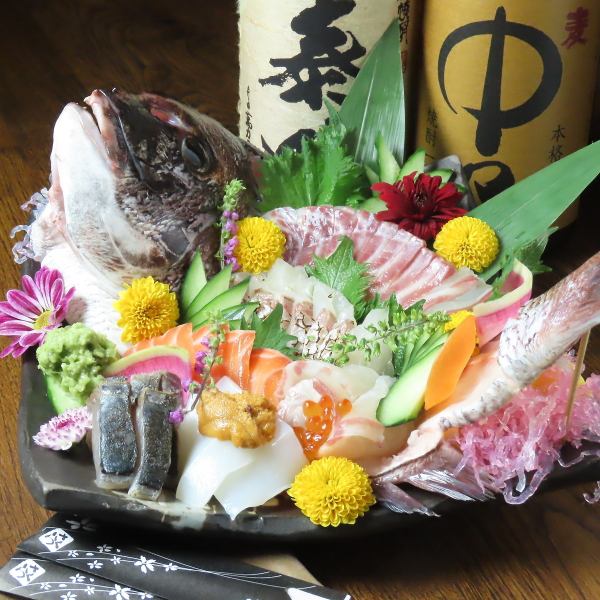 塩町店限定【2H飲み放題付き】熊本直送馬刺し含む豪勢な鮮魚を堪能!タイの姿造りコース5,000円