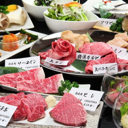 Weekday only! Hana Course: Wagyu beef short ribs, A5 specially selected loin, thick-sliced hanging tenderloin, etc. (16 items in total) 4,500 yen (tax included)