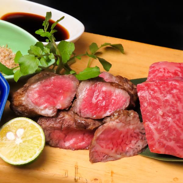 特選牛中落ちカルビステーキ～ハーブ塩とマスタード醤油～