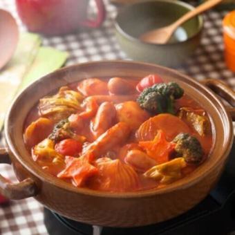 【2月の平日限定】トマトもつ鍋×串焼き3種×〆の麺など/全5品/3000→2500円