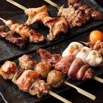 [Ladies' Party Only Course] Choose your own local chicken yakitori♪ 7 dishes in total ◆ Food only 2000 yen (tax included)
