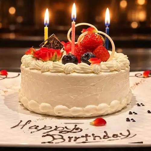 お祝いのケーキと活鮑、黒毛和牛を愉しむBirthday Course【ATOUT CELEBRATION】19,000円