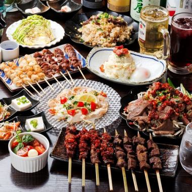 特製ジンギスカンや串焼き二種など全10品『ラム肉と名物串焼き満喫コース』最大3H飲み放題5000円