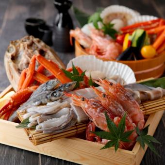 [3 hours of all-you-can-drink with draft beer x 9 items 5,780 yen ⇒ 4,780 yen] Luxury seafood plan including cherry blossom sea bream ususukuri, grilled chicken sanzoku, and seafood hot pot