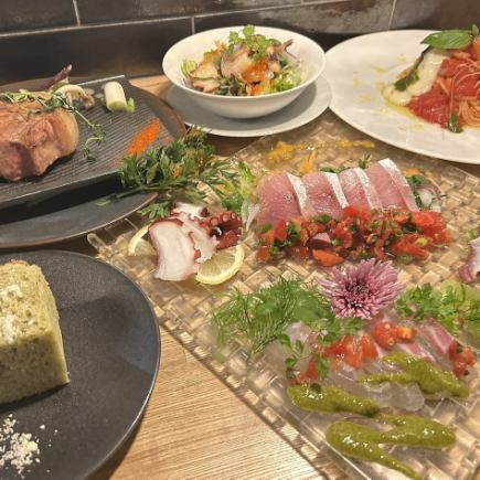 【仅限午餐套餐(2小时无限畅饮)】享用生牛肉片和意大利面◎4,000日元