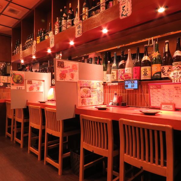 The counter seats with rare shochu, fruit wine, etc. are very popular with a small number of people ♪ Why don't you make a dedication with "Kyu" with a good smell from the kitchen?