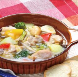 鶏とマッシュルームのアヒージョ(バケット3枚)