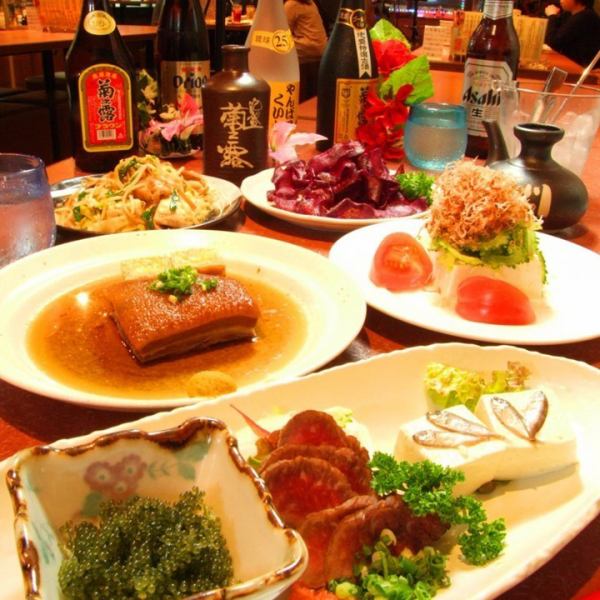 人気NO1 【Ａコース】　沖縄料理８品＋120分飲み放題＋ライブ