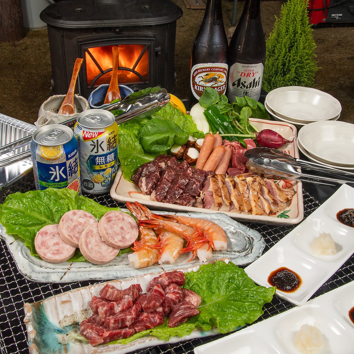 테라스 석에서 BBQ를 즐길 수 있습니다 ◎ 자연 속에서 멋진 하루를!