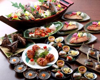 【迎送会主办方必看！】 3,500日元套餐 ★天然活鱼生鱼片+7种以上生鱼片拼盘，附甜点