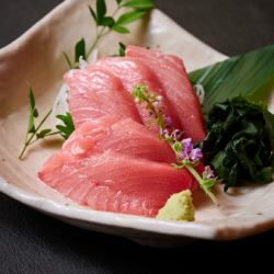 Raw bluefin tuna sashimi